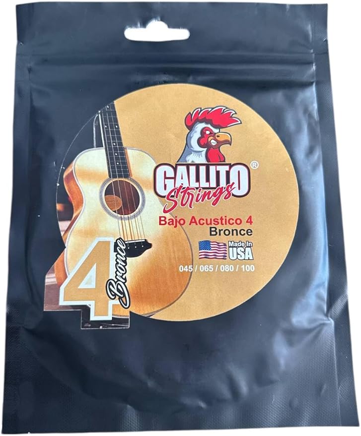 Cuerdas strings para Bajo electro acustico bronce gallito con tratamiento anti corrosion Calibre Medium Lt set 4 cuedas calibre 045-100