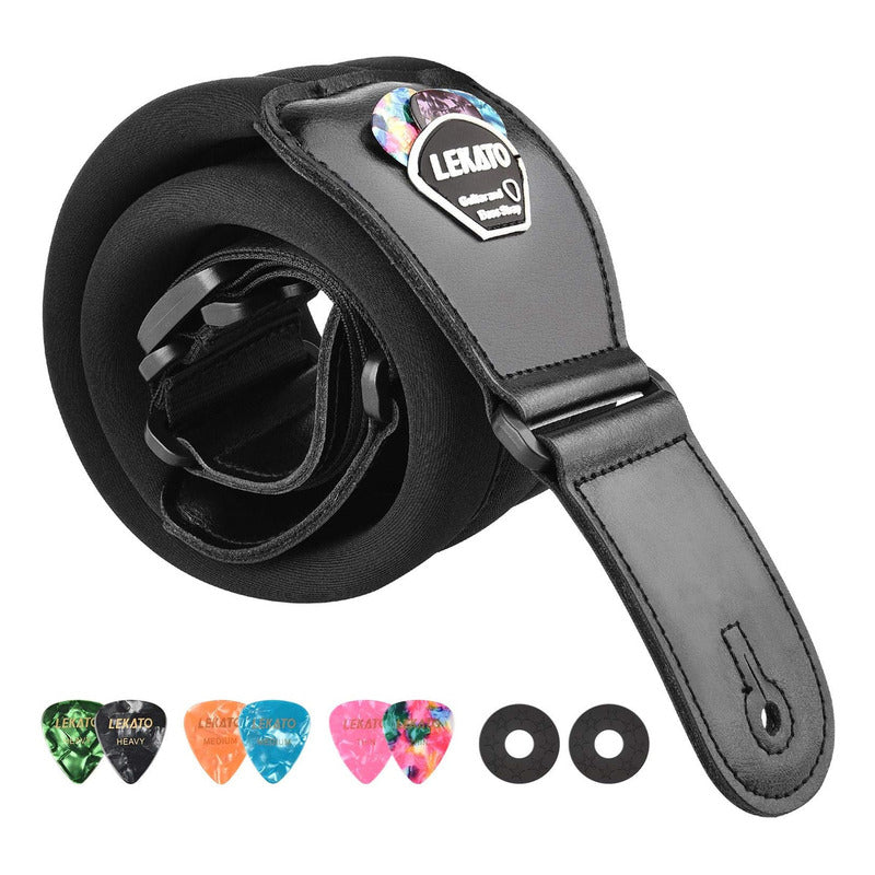 Lekato Correa Para Bajo O Guitarra Profecional Negro Liso