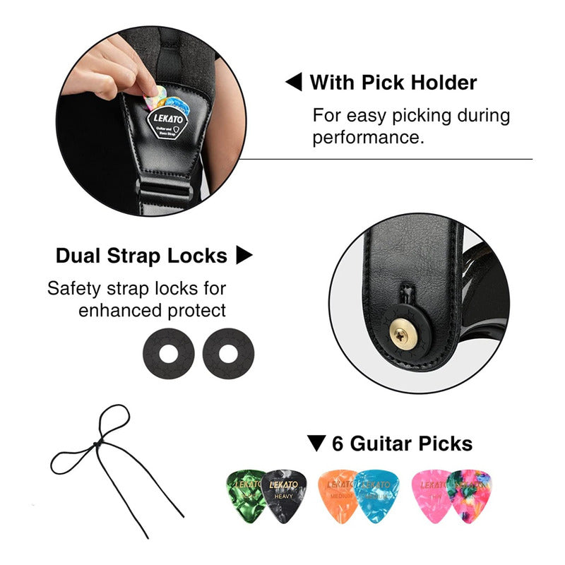Strap Correa Tali Lekato Gris Ajustable Para Guitarra O Bajo