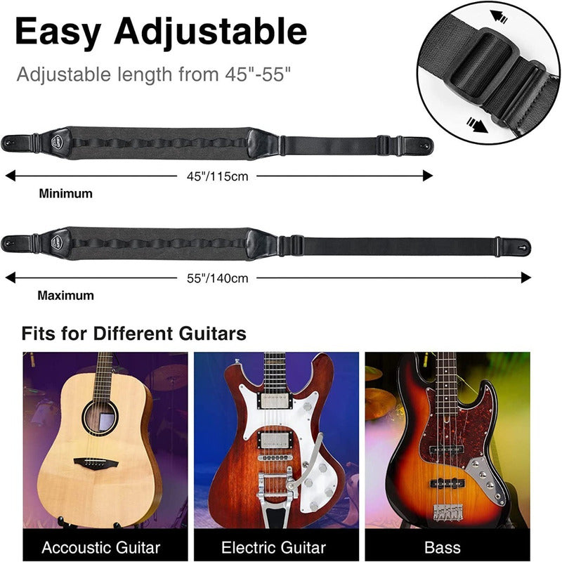 Strap Correa Tali Lekato Gris Ajustable Para Guitarra O Bajo