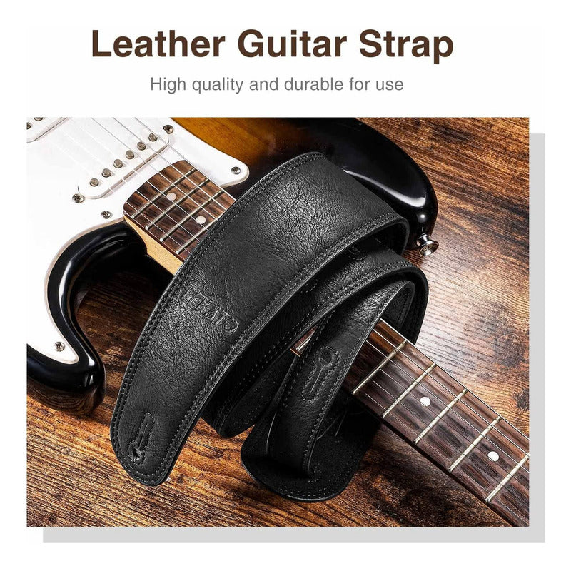 Strap Correa Lekato Ajustable De Cuero Para Guitarra O Bajo