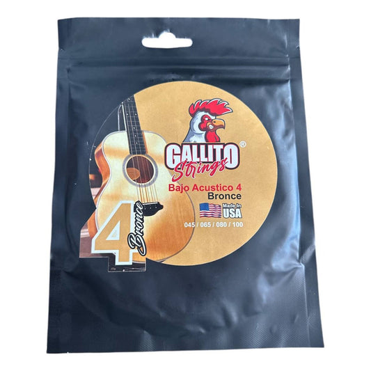 Cuerdas Para Bajo Acústico Gallito Strings Bronce 4 Cuerdas