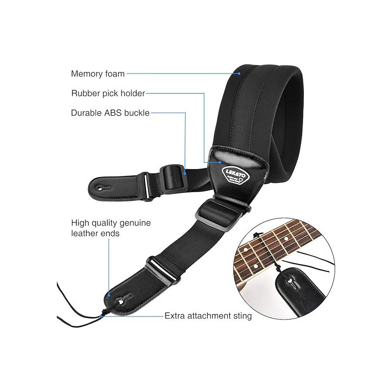 Lekato Correa Para Bajo O Guitarra Profecional Negro Liso