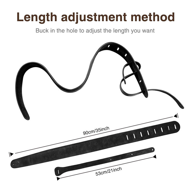 Strap Correa Lekato Ajustable De Cuero Para Guitarra O Bajo
