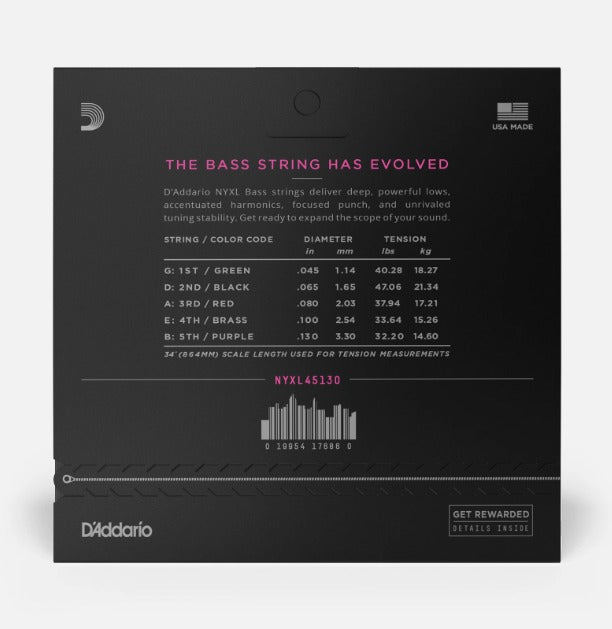 Daddario Cuerdas Bajo Nyxl 45-125 Long Scale 5-str