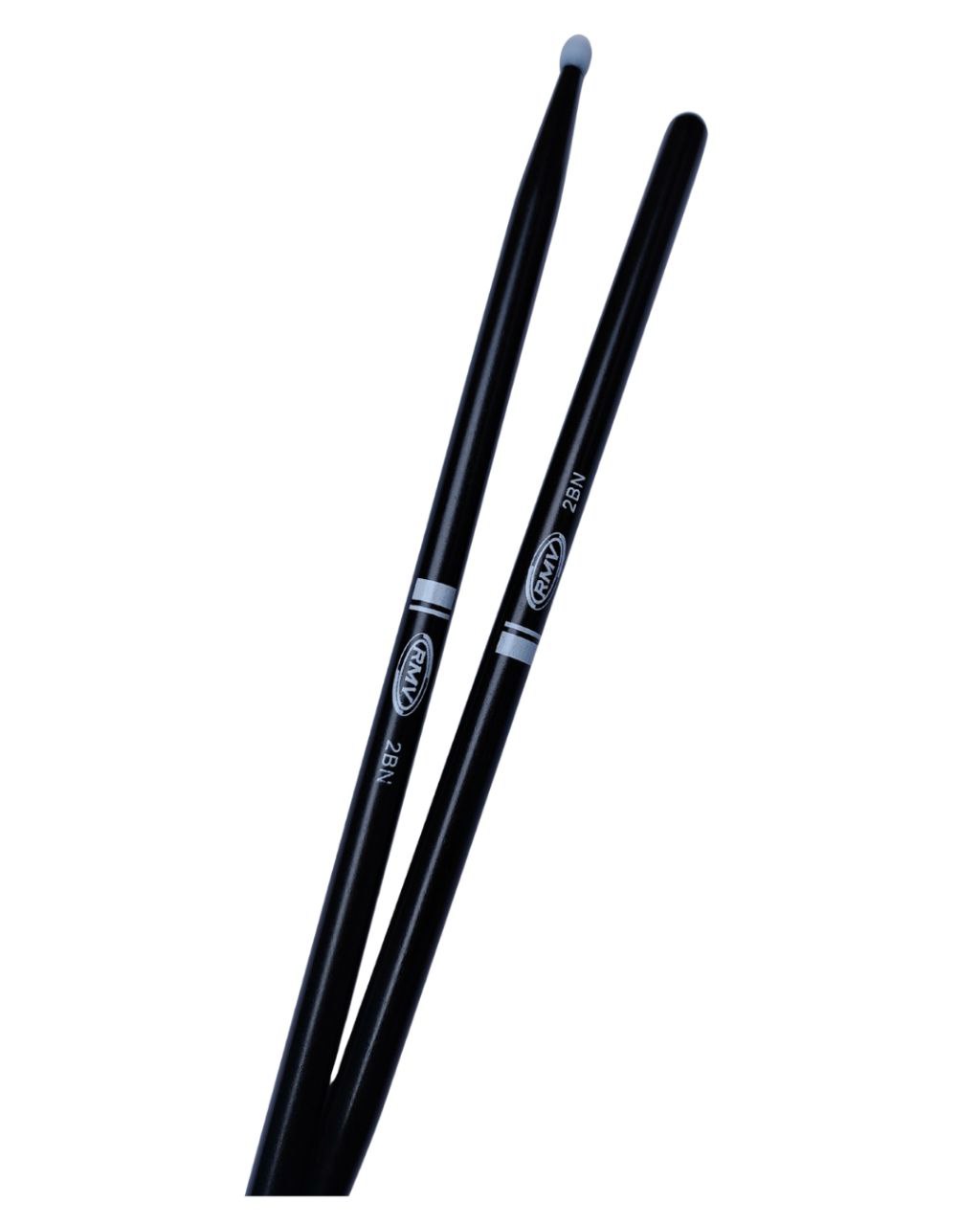3 pares Pack de Baquetas para Batería 2BN RMV, Punta de Nylon, Negro, Profesionales drumsticks black baqueta Equilibrada, comodas, acabado antiderrapante