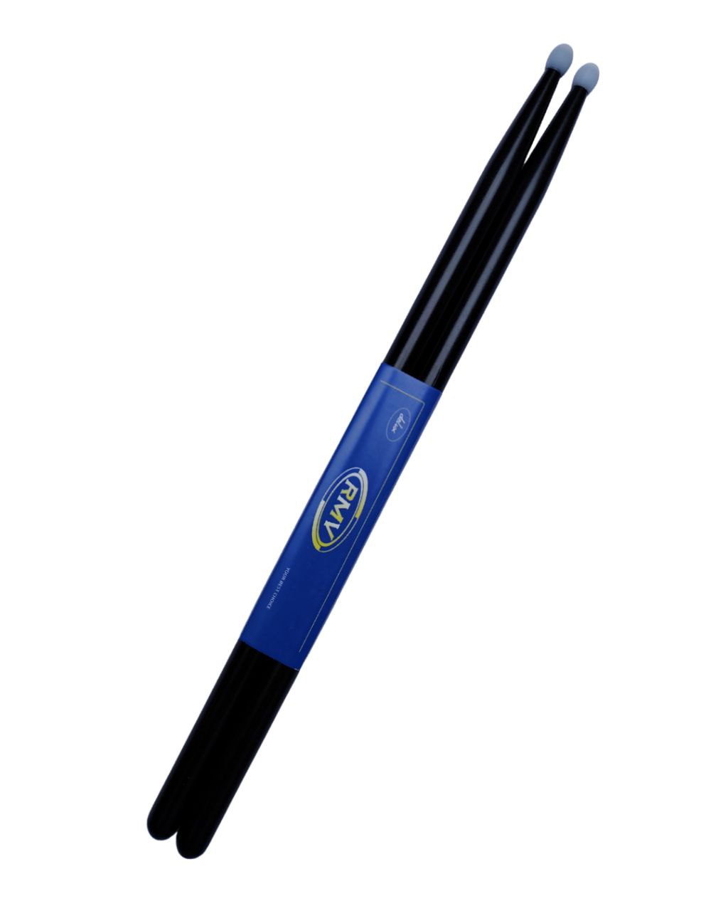 Baqueta para baterias 5BN Pack 3 Punta de Nylon, color negro Profesionales baqueta Equilibrada, comodas, acabado antiderrapante RMV