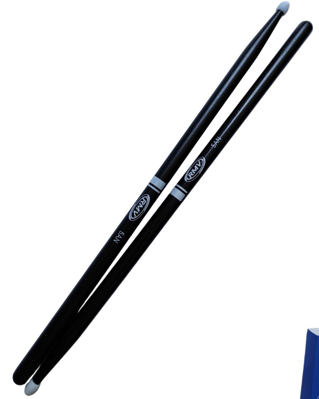 Baqueta para baterias 5AN Pack 3 Punta de Nylon, color negro, Profesionales baqueta Equilibrada, comodas, acabado antiderrapante RMV