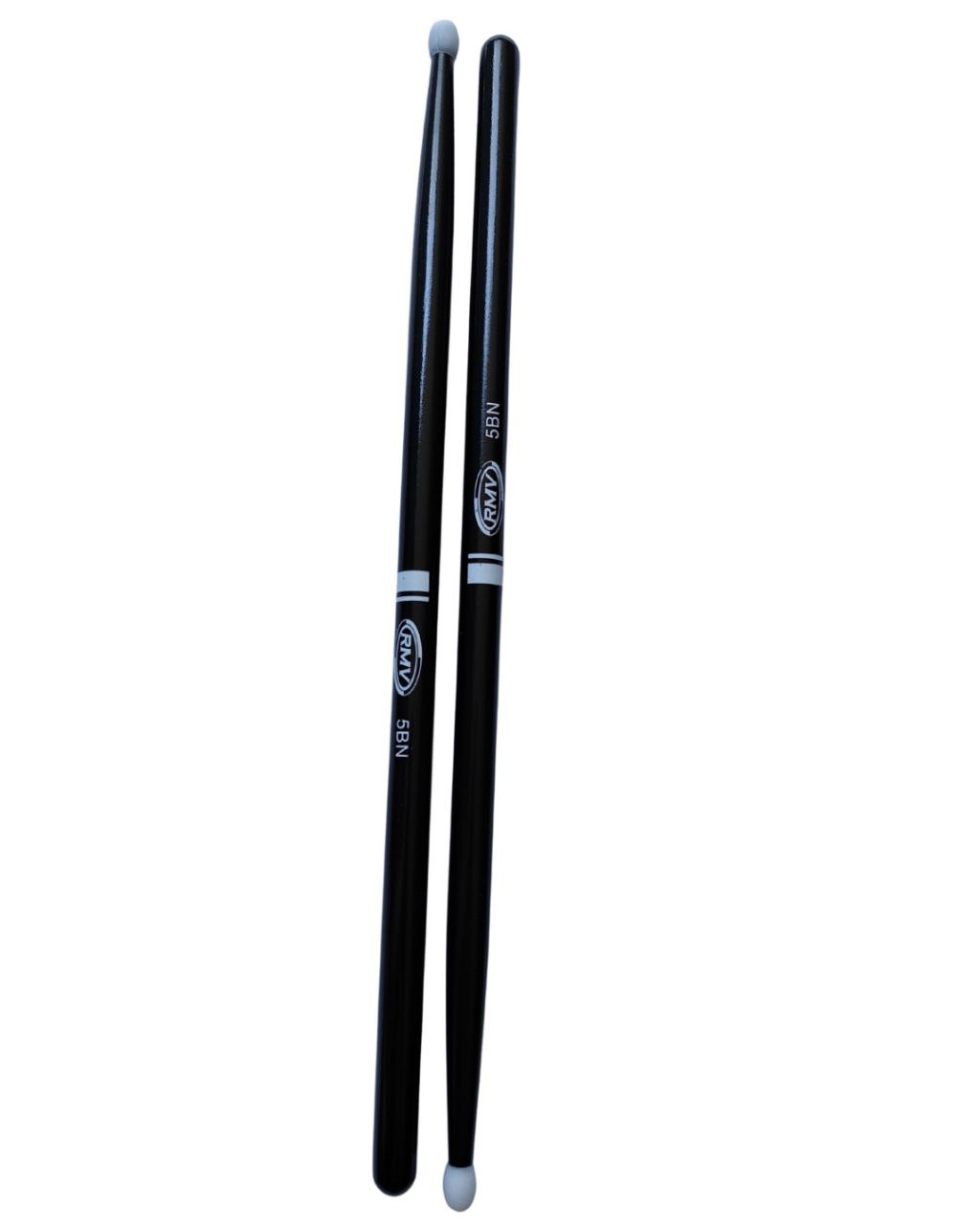 Baqueta para baterias 5BN Pack 3 Punta de Nylon, color negro Profesionales baqueta Equilibrada, comodas, acabado antiderrapante RMV