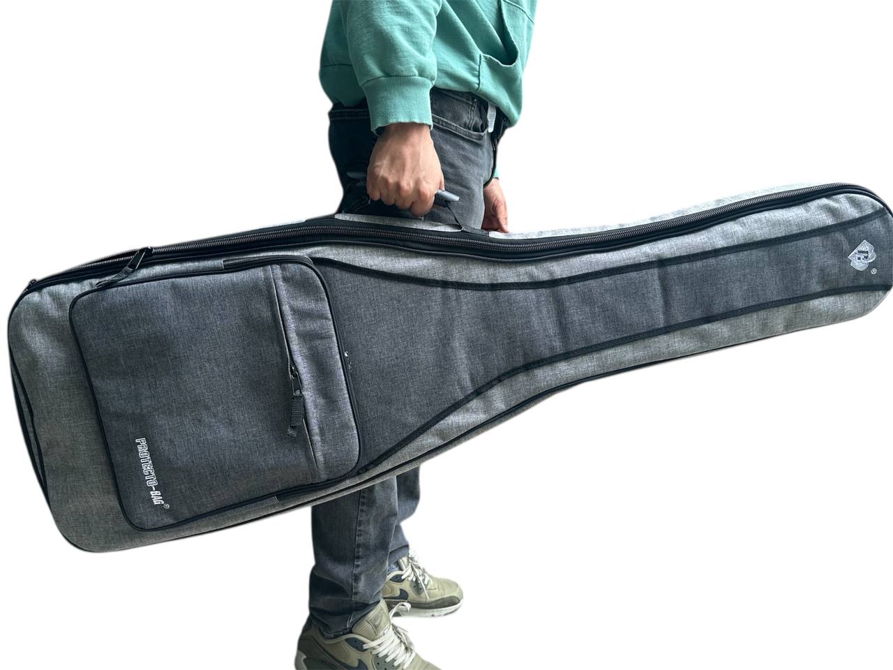 Funda para bajo electrico protecto bag color gris modelo premium 125 x 40 x 10 cm con forro acolchado de 2cm