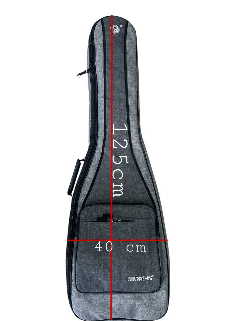 Funda para bajo electrico protecto bag color gris modelo premium 125 x 40 x 10 cm con forro acolchado de 2cm