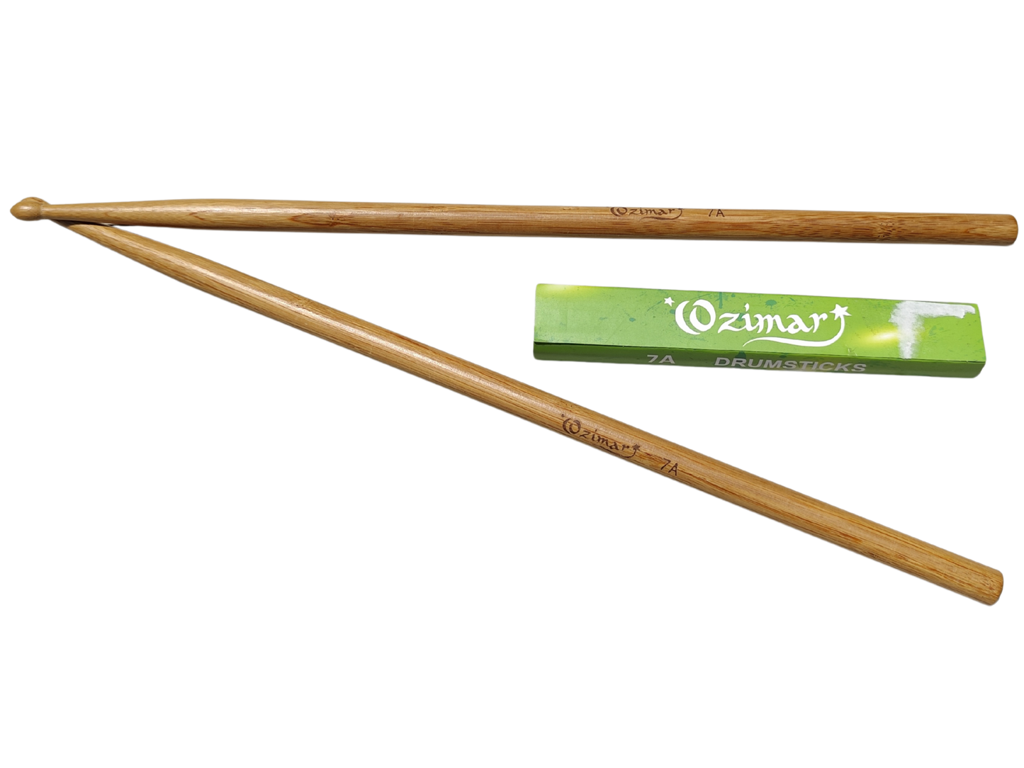 Par Baqueta de Bambú 7A con Punta de Madera OZIMAR – Ligera, Resistente y Precisa