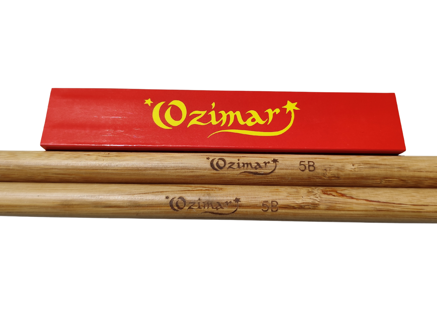 Par Baqueta de Bambú 5B con Punta de Madera OZIMAR – Potencia, Control y Durabilidad