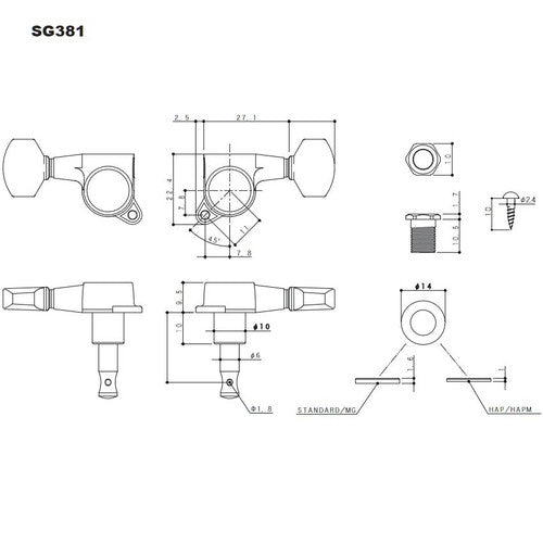 Clavijas Para Guitarra Gotoh SG381 Cromo 3+3 1:16 01