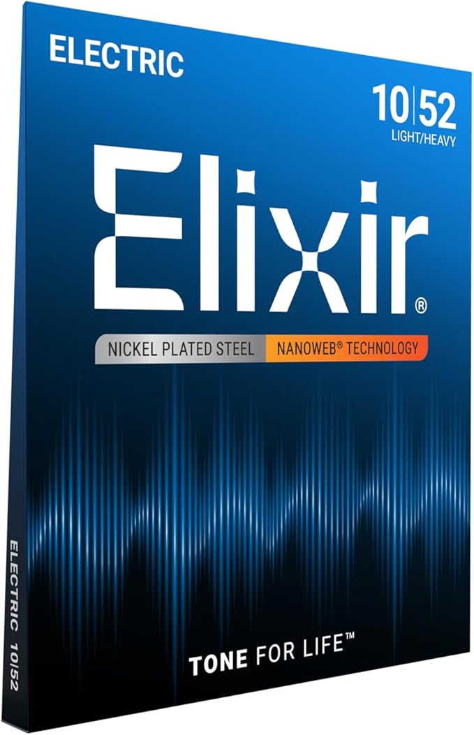 Cuerdas Elixir para Guitarra Eléctrica Calibre 10–52 – Juego de Cuerdas con Recubrimiento Anticorrosión – Sonido Brillante y Mayor Duración