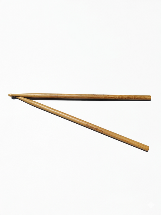Par Baqueta de Bambú 7A con Punta de Madera OZIMAR – Ligera, Resistente y Precisa