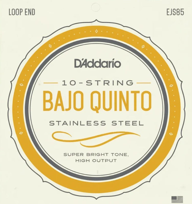D'addario Bajo Quinto EJ85 Stainless Steel Set 10 String Loop End