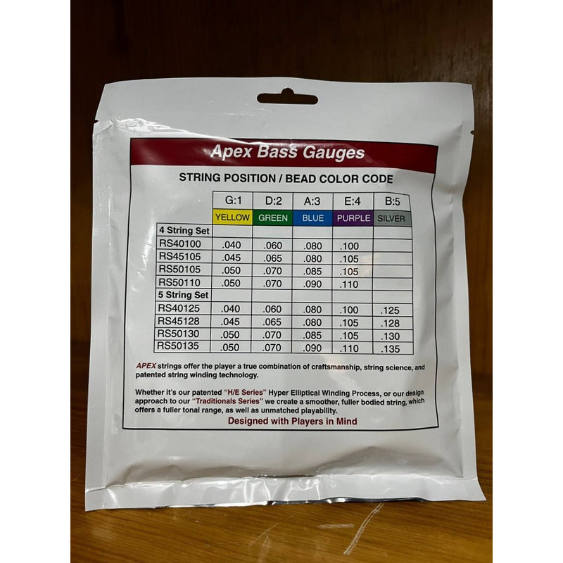Cuerdas Bajo Electrico Apex 45-105 Set 4 Acero Hechas En Usa