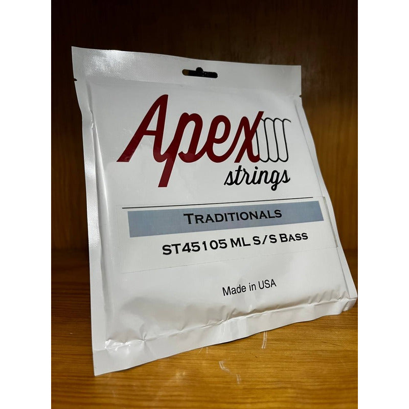 Cuerdas Bajo Electrico Apex 45-105 Set 4 Acero Hechas En Usa