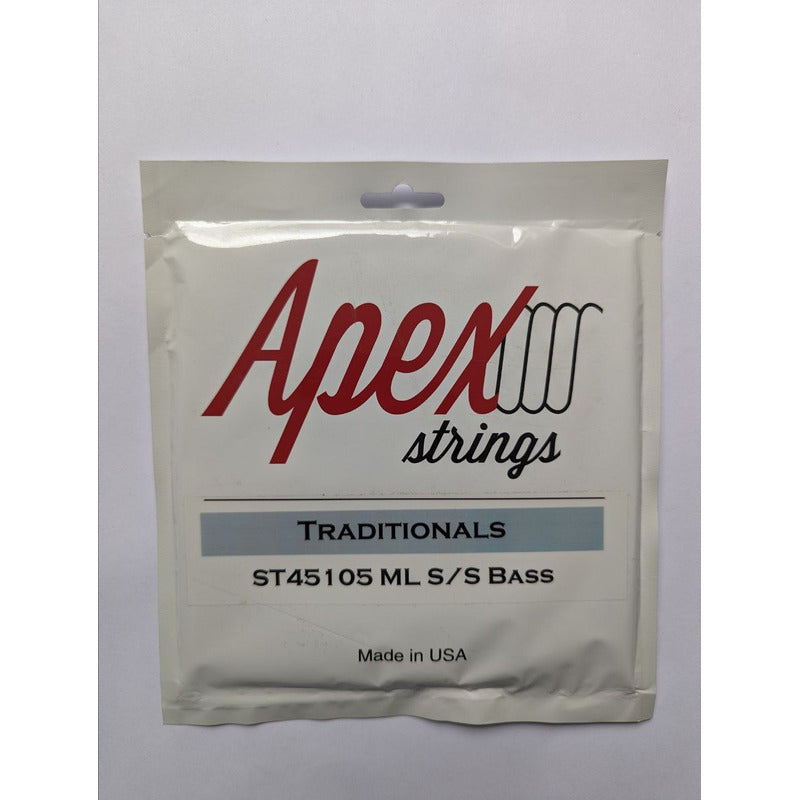 Cuerdas Bajo Electrico Apex 45-105 Set 4 Acero Hechas En Usa