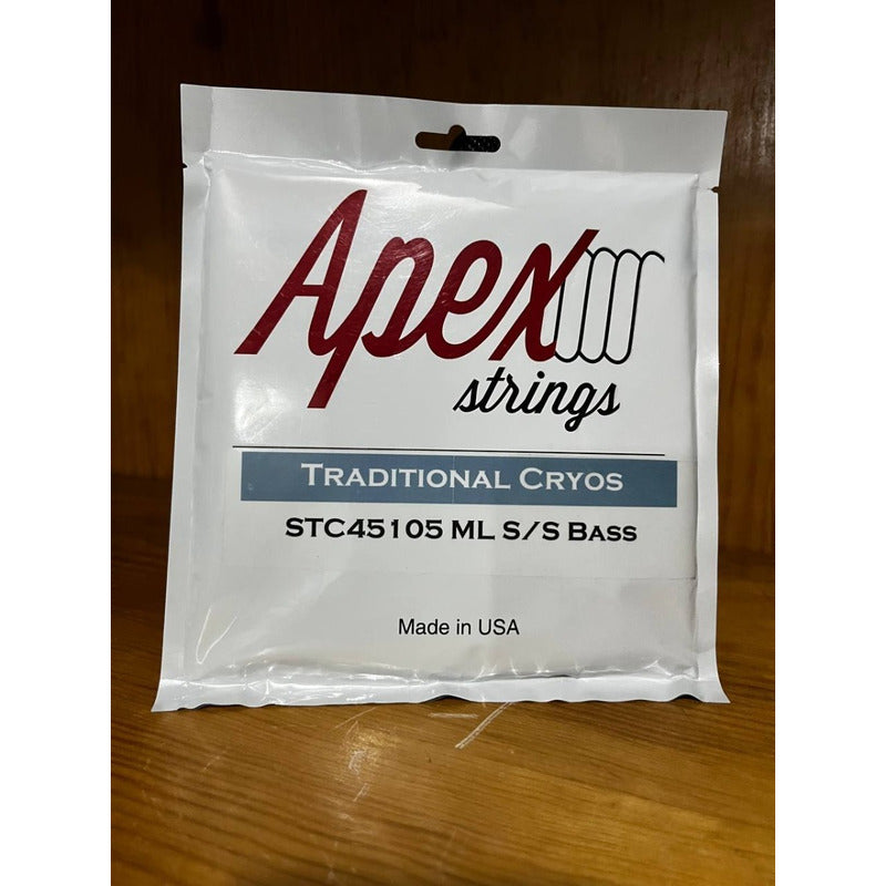 Cuerdas Bajo Electrico Apex 45-105 Set 4 Acero Hechas En Usa