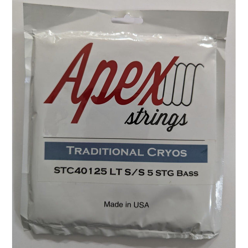 Cuerdas Apex Cryos 40-125 Set De 5 Acero Para Bajo