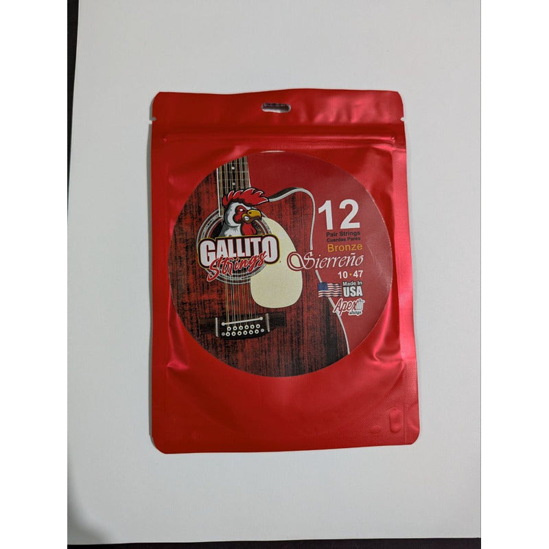 Cuerdas Gallito Para Guitarra Docerola 10/47 Bronze 12pares