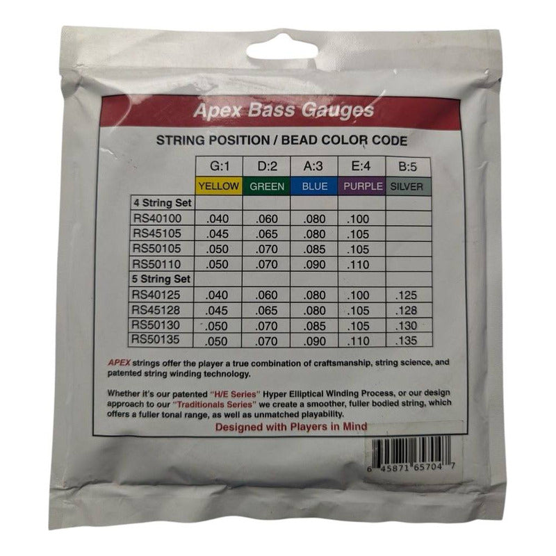 Set De 4 Cuerdas Acero Marca Apex Calibre Medio 50-105 Msi