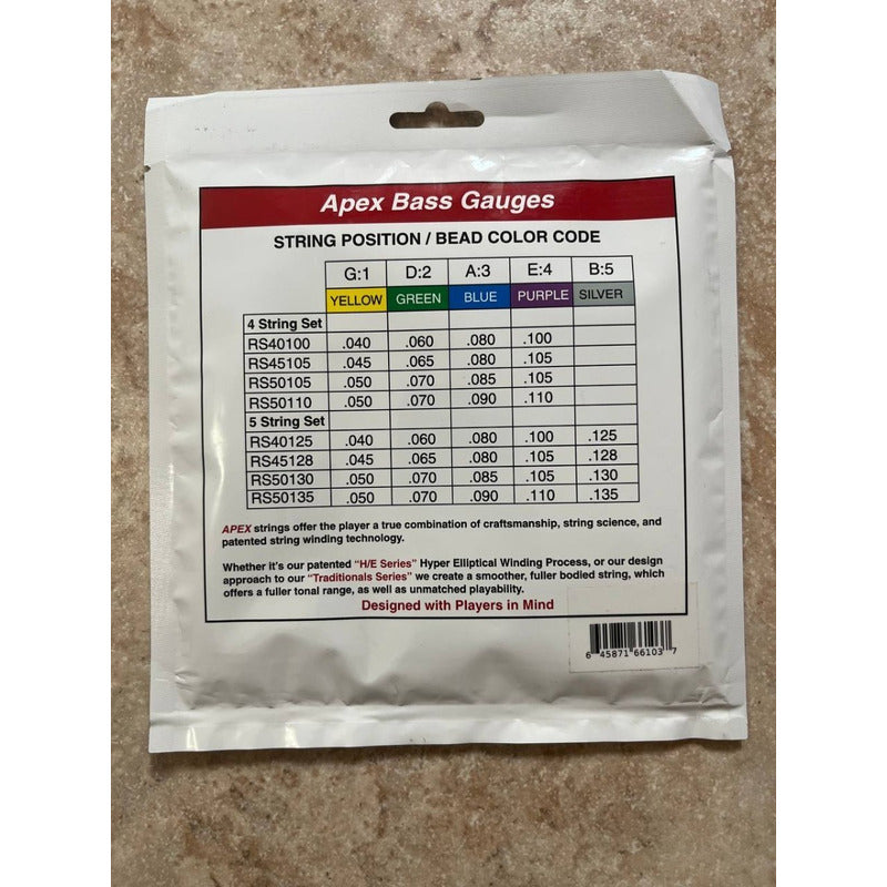 Cuerdas Set 6 Apex Guitarra O Bajo Eléctrico Acero,032