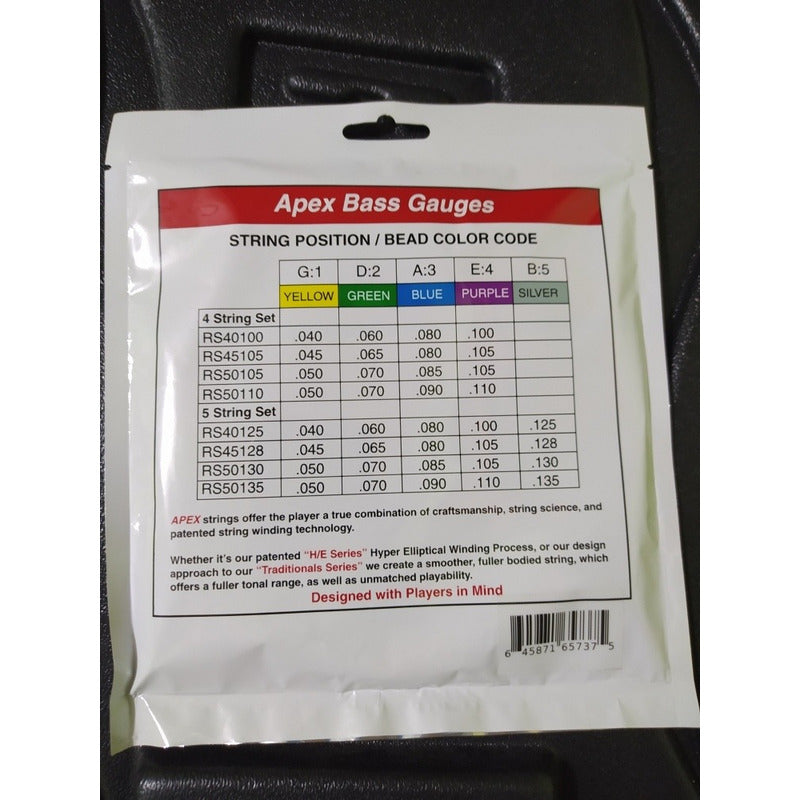 Set 4 Cuerdas Apex Para Bajo Material Acero Inoxidable Usa