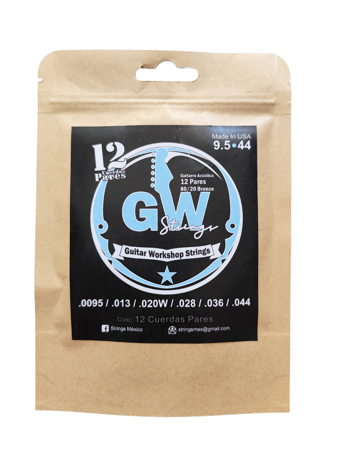 Cuerdas Pares 12 Gw Strings Guitarra Acustic Calibre 9.5-44
