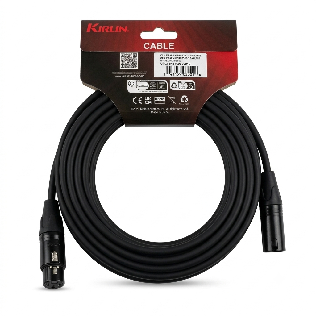 KIRLIN Cable MPC Cable de micrófono, XLR, negro, 25 pies (MPC-270PB-25/BK)