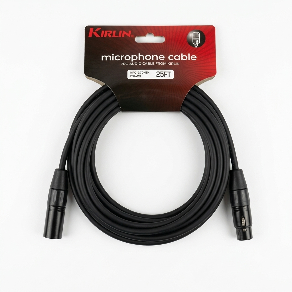 KIRLIN Cable MPC Cable de micrófono, XLR, negro, 25 pies (MPC-270PB-25/BK)