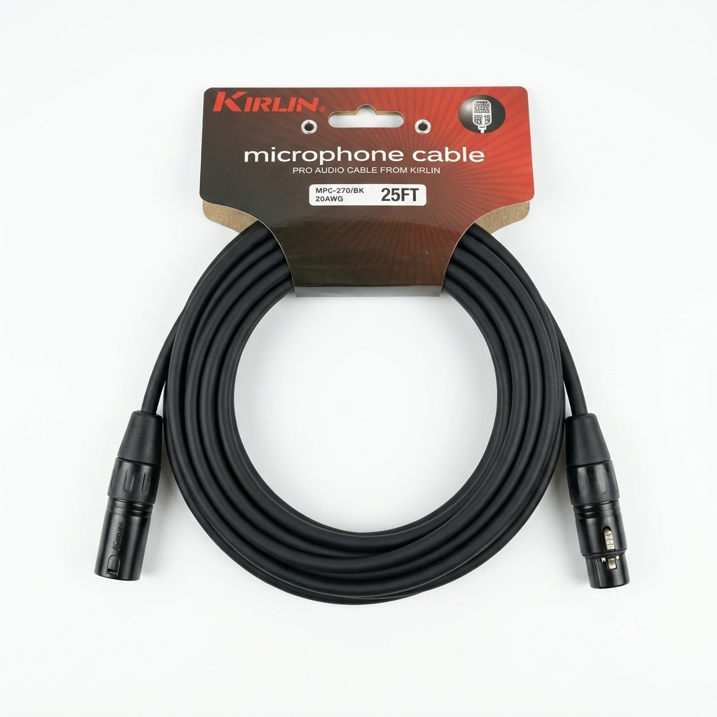 KIRLIN Cable MPC Cable de micrófono, XLR, negro, 25 pies (MPC-270PB-25/BK)