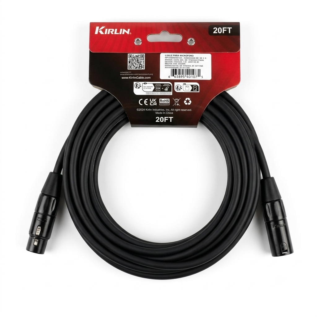 KIRLIN Cable MPC Cable de micrófono, XLR, negro, 25 pies (MPC-270PB-25/BK)