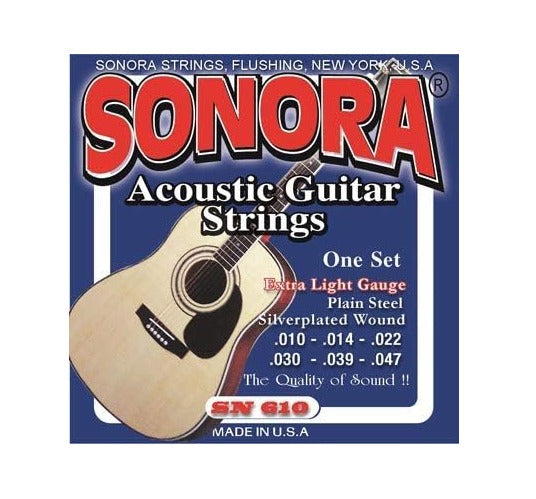 Sonora Strings SN610 Acoustic Guitar Strings Plain Steel