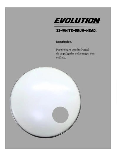 Parche Frontal de Bombo Evolution 22" Perforado Blanco