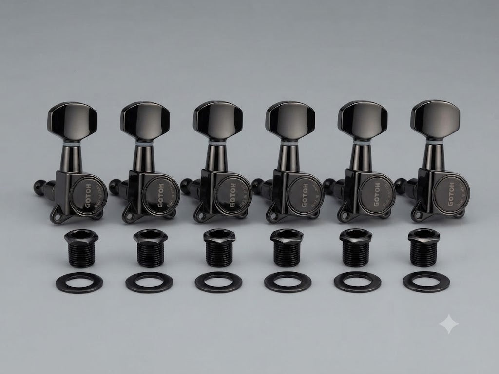 Clavijas Para Guitarra Gotoh SG381 Black 6 En Línea 1:16 07