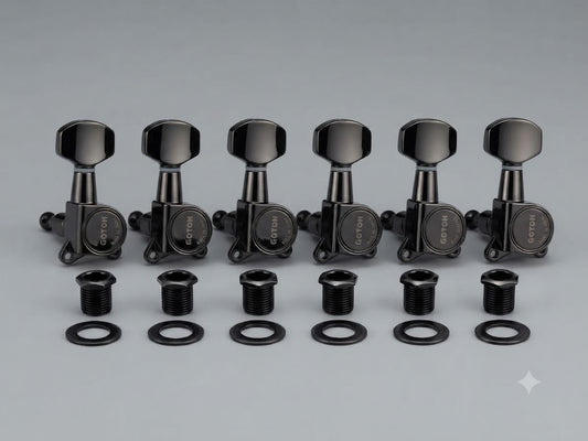 Clavijas Para Guitarra Gotoh SG381 Black 6 En Línea 1:16 07