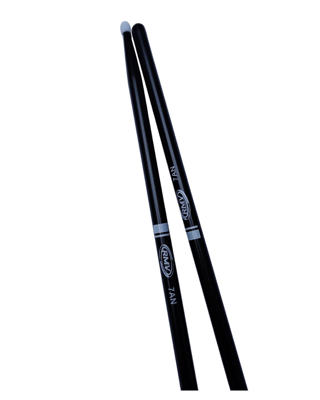 RMV par de Baquetas para Batería 7AN, Punta de Nylon, Negro, Profesionales drumsticks black baqueta Equilibrada, comodas, acabado antiderrapante