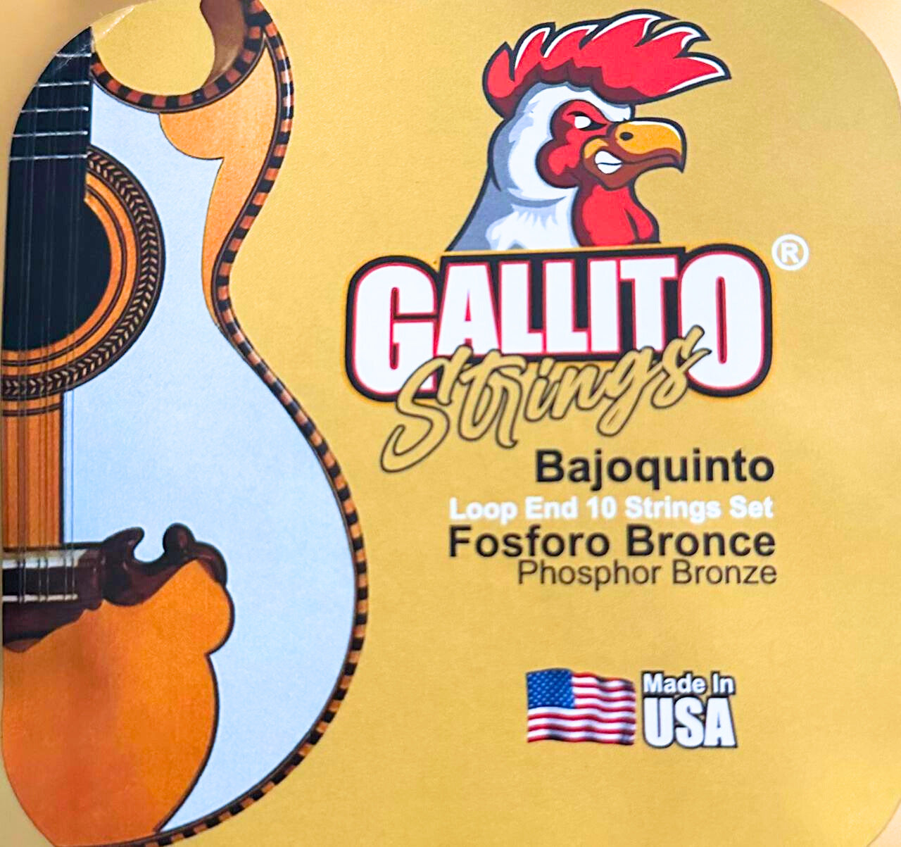 Cuerdas para Bajo Quinto Gallito Strings by Apex Hechas en USA! FABRICADAS EN BRONCE! SET COMPLETO! Encordadura loop end bajo quinto norteño 10 cuerdas