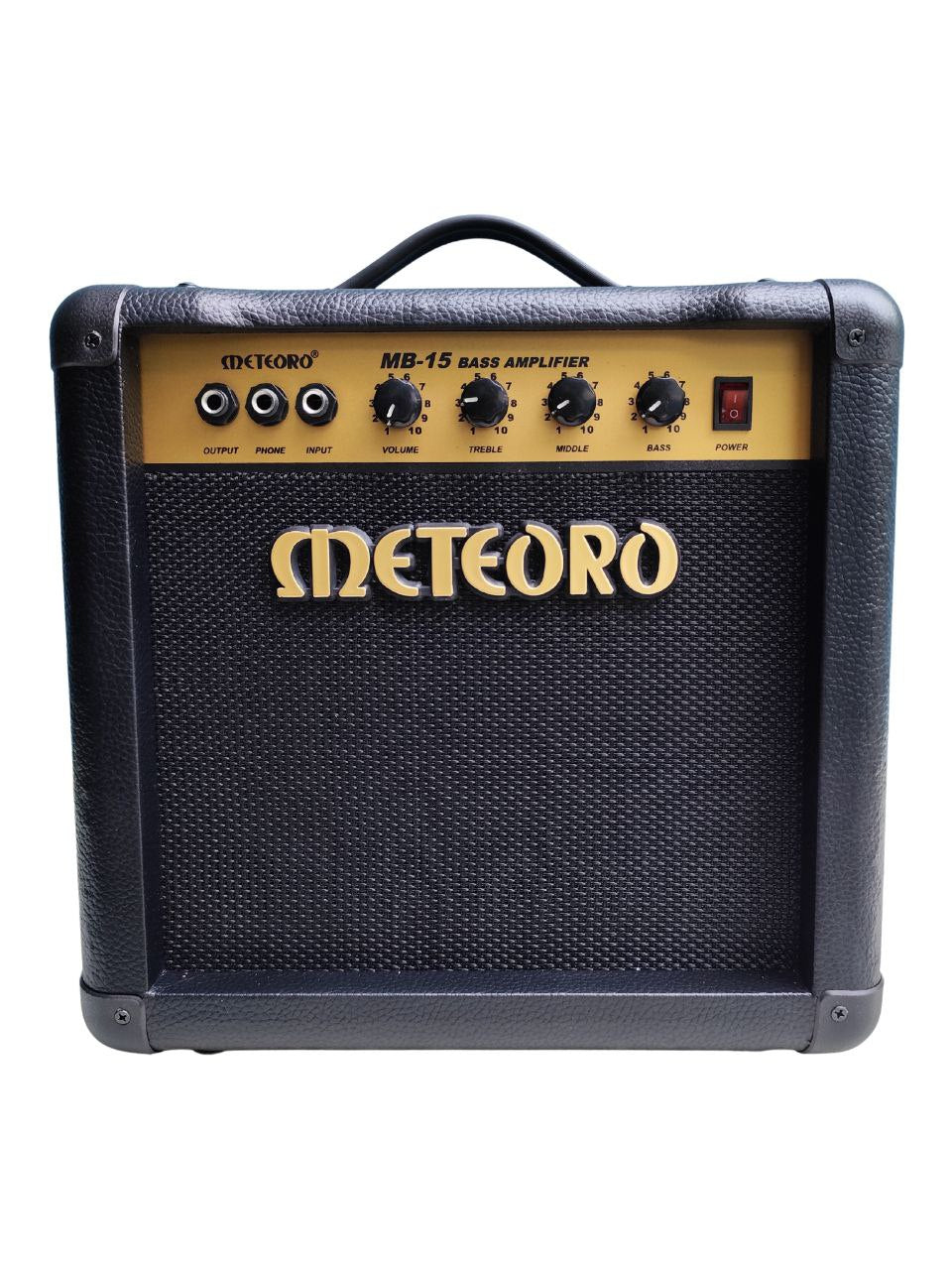 METEORO Amplificador para Bajo Eléctrico 15W Bocina 6.5" Sonido Potente y Profundo Ideal para Práctica en Casa o Estudio Compacto y Resistente