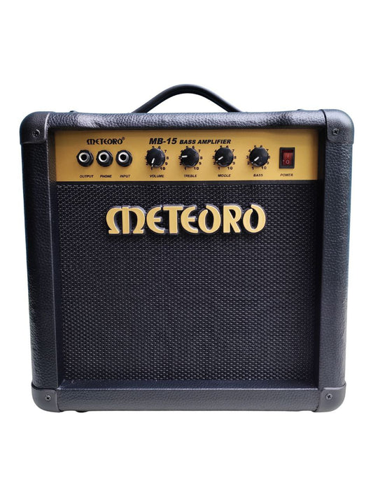 METEORO Amplificador para Bajo Eléctrico 15W Bocina 6.5" Sonido Potente y Profundo Ideal para Práctica en Casa o Estudio Compacto y Resistente