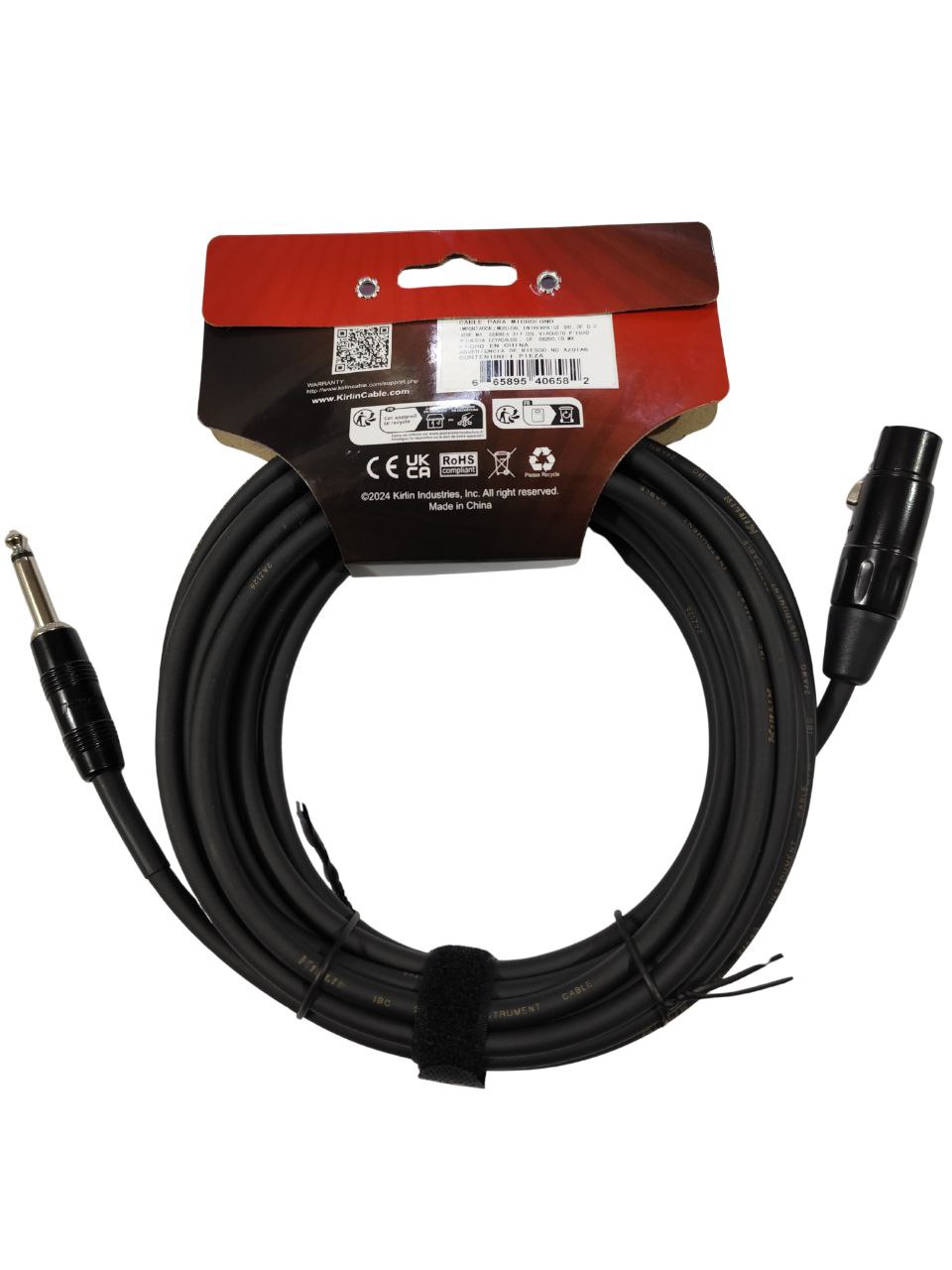Cable Profesional Kirlin MPC-472B/BK 20FT – 6 metros, Plug Recto a Plug Recto, Alta Fidelidad para Guitarra, Bajo o Teclado Conectores Metálicos Reforzados