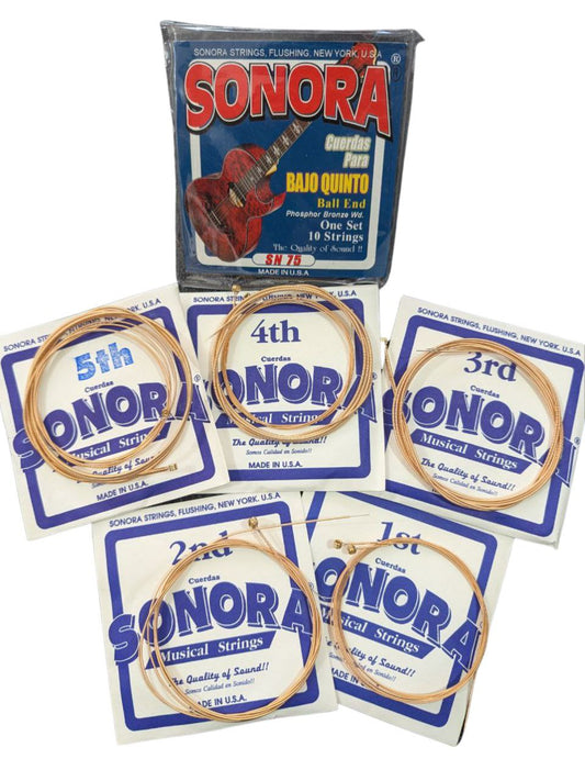 Cuerdas SONORA para Bajo Quinto Ball End de Bronce Calibre SN75 – Sonido Potente, Brillante y de Larga Duración
