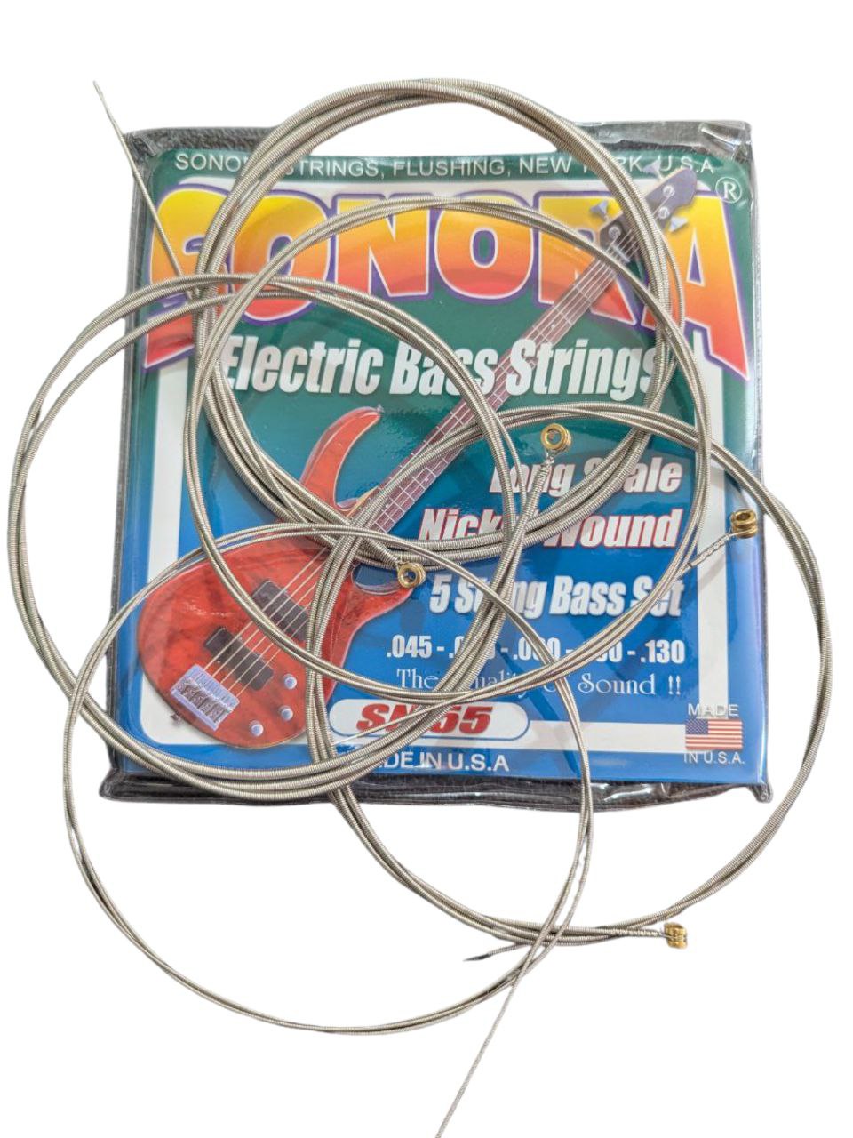 Cuerdas SONORA Níquel Set de 5 Calibre SN55 – Sonido Potente, Brillante y Equilibrado para Bajo Eléctrico