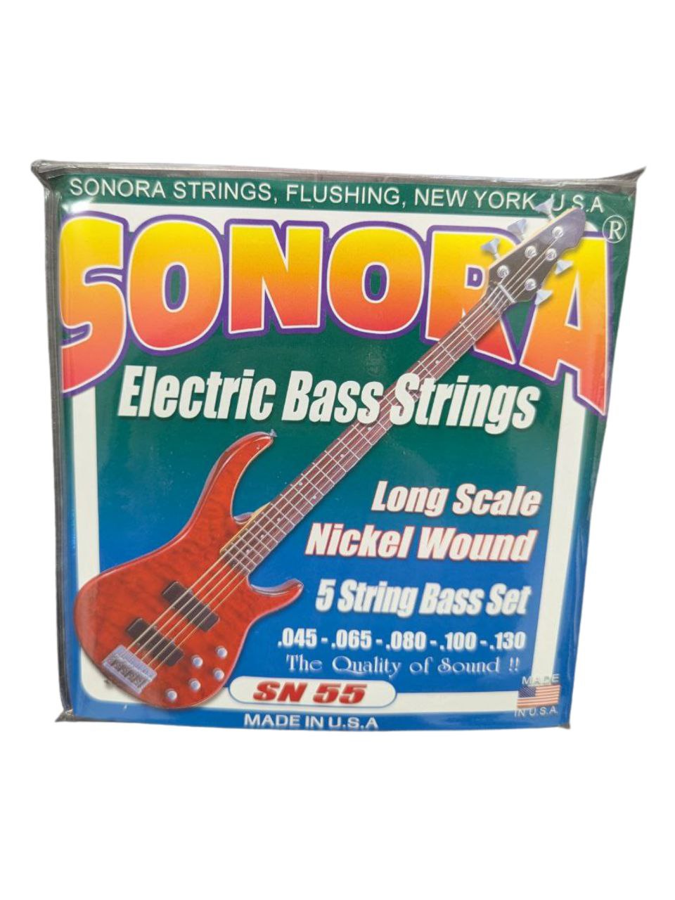 Cuerdas SONORA Níquel Set de 5 Calibre SN55 – Sonido Potente, Brillante y Equilibrado para Bajo Eléctrico