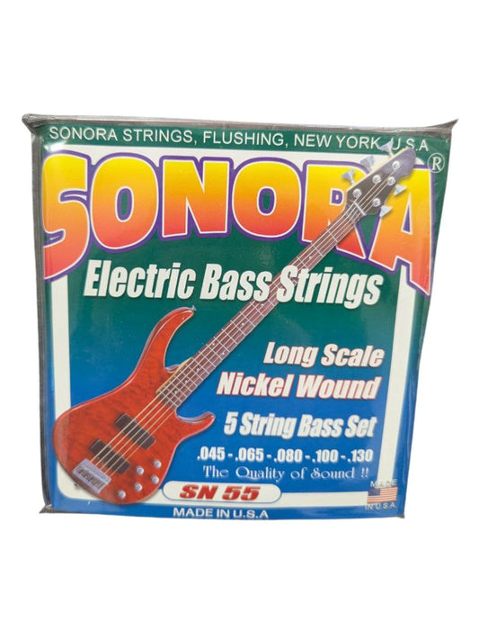 Cuerdas SONORA Níquel Set de 5 Calibre SN55 – Sonido Potente, Brillante y Equilibrado para Bajo Eléctrico