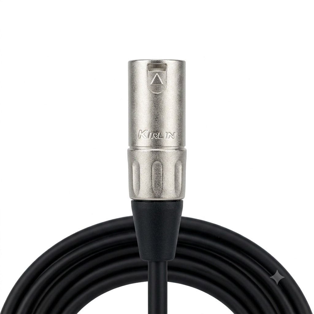 CABLE NEGRO MARCA KIRLIN LISO PARA MICROFONO. CANON MACHO A CANON HEMBRA, CONECTORES PLATEADOS 6 METROS
