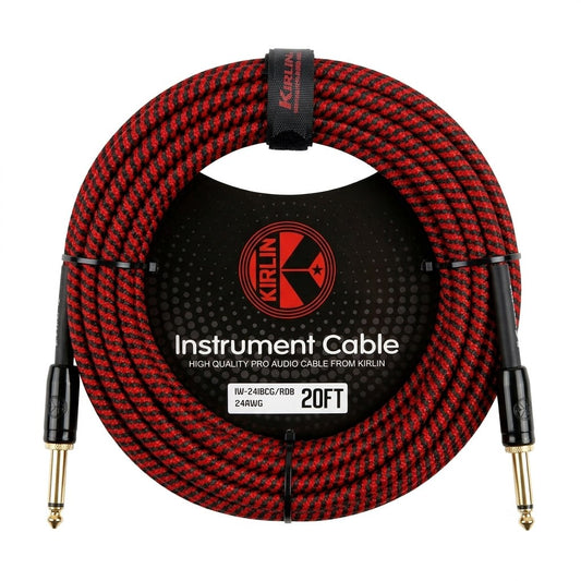 CABLE ROJO MARCA KIRLIN TEJIDO EN MALLA FLEXIBLE DE 6 METROS PARA INSTRUMENTO. CONECTORES METALICOS DE 1/4